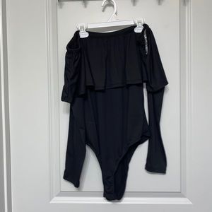 Black off shoulder bodysuit